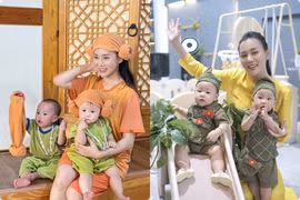 “Tan chảy” khoảnh khắc đời thường của Phương Oanh và cặp song sinh