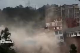 Video: 6 nhà cao tầng đổ sập vì mưa lũ kinh hoàng ở TQ