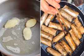 Khi rán nem cho vài lát gừng, món ăn giòn ngon, lạ miệng 