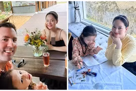 “Bà bầu” Lan Phương rạng rỡ bên chồng Tây và con gái ở nước ngoài