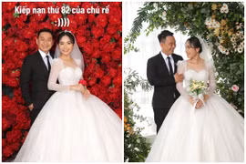 Chụp ảnh cưới, chú rể hài hước với biểu cảm căng thẳng