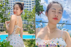 Tiktoker Việt Phương Thoa diện đồ bơi khoe dáng chào hè