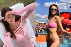 Những lần vợ Tây của Bùi Tiến Dũng diện bikini khoe dáng