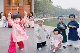 Bé yêu được bố mẹ lên đồ cho xuống phố “sống ảo” Tết sớm