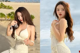 “Hot girl ảnh thẻ” lên đồ đi biển khoe vòng 1 đẩy đặn