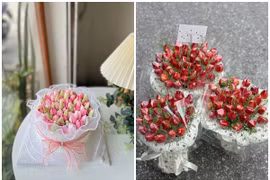 Quà 8/3: Hoa bánh kem tulip, hoa dâu tây lên ngôi