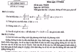 Đề thi Toán lớp 10 tại Hà Nội: “Câu hỏi nhẹ nhàng, phổ điểm 7,5-8 điểm”