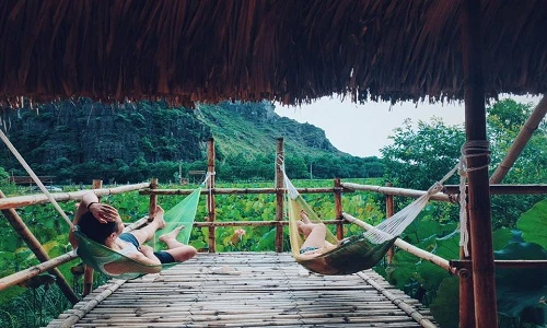 Rời HN, giới trẻ về homestay giữa hồ sen thơ mộng
