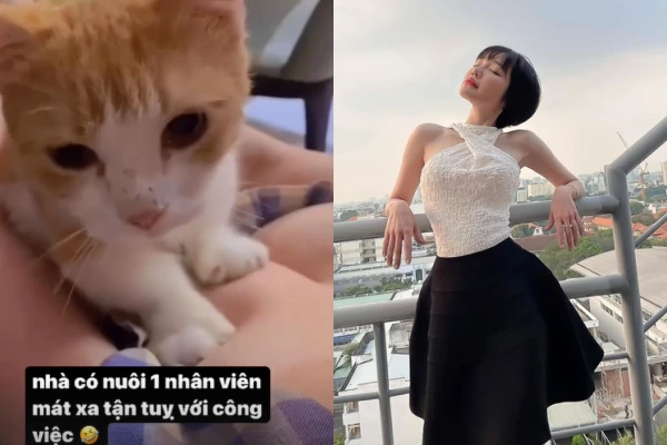 Đăng ảnh khoe mèo, Elly Trần để lộ vòng một lấp ló