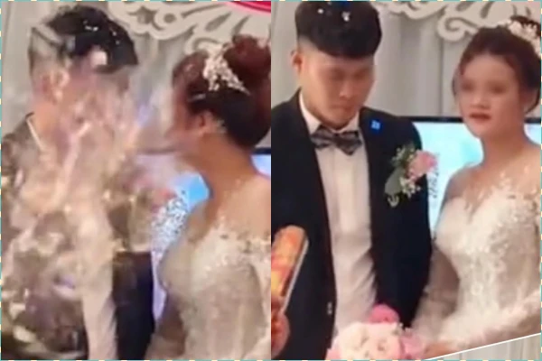 Màn bắn pháo giấy đám cưới oan nghiệt, cô dâu chú rể "méo mặt"
