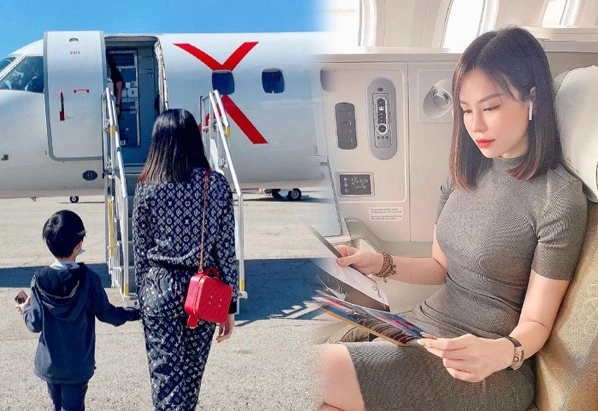 Con dâu tỷ phú Hoàng Kiều, đi chuyên cơ về quê ăn Tết