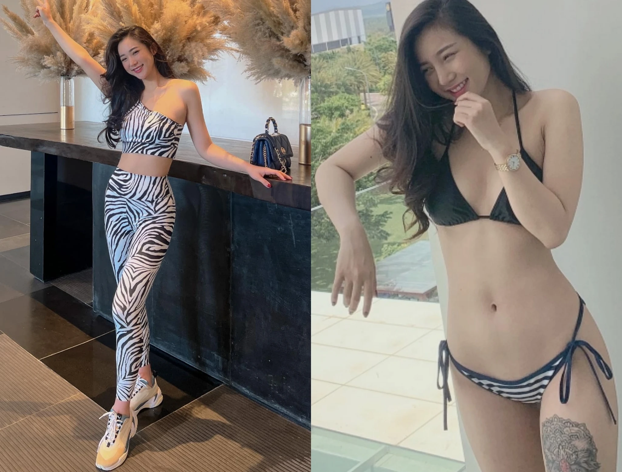 Hot girl phòng gym Nam Định lộ hình xăm khủng ở đùi cực chất
