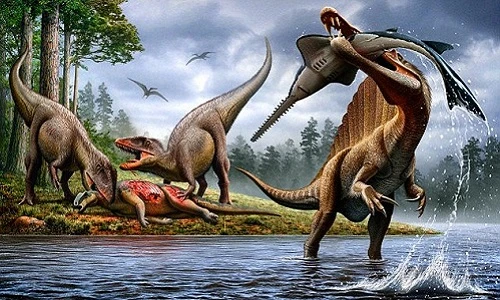 Phát hiện sốc: Khủng long biết bơi, chuyên săn cá mập