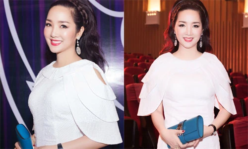 Hoa hậu Giáng My đẹp dịu dàng, sang trọng đi chấm thi