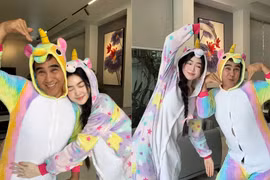 MC Quyền Linh diện đồ đôi phong cách nhí nhảnh, 'quẩy' nhiệt tình bên con gái