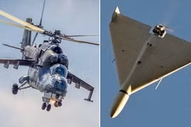 Trực thăng tấn công Mi-24 và máy bay không người lái Shahed-136