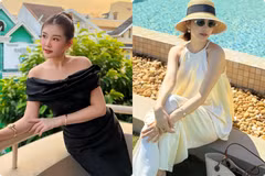Lê Âu Ngân Anh khoe dáng, Minh Hằng ngồi tạo dáng bên hồ bơi