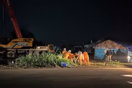 Điện lực Phú Thọ xuyên đêm khắc phục sự cố cột điện 110kV