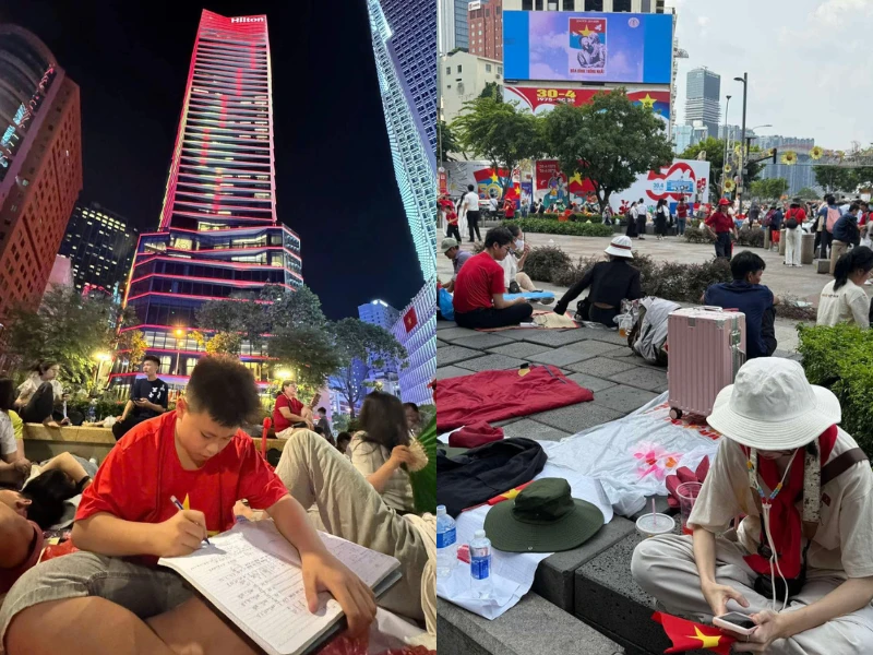 Dựng lều, trải bạt và muôn kiểu chờ xem diễu binh không thể ngờ