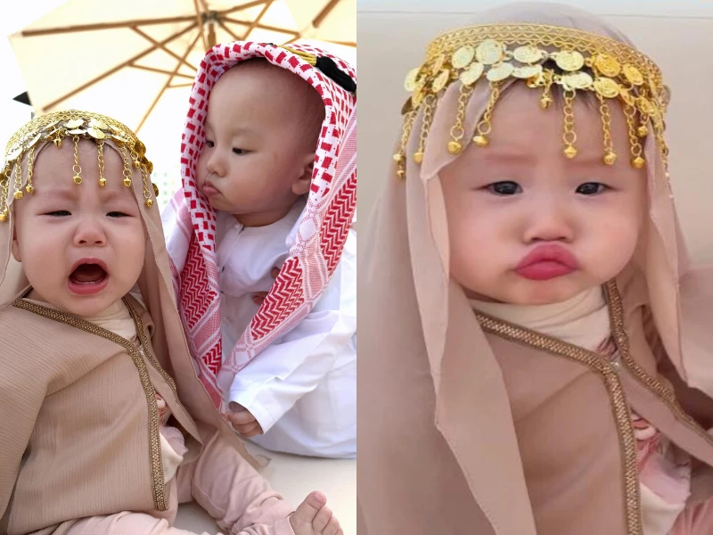 Cặp song sinh nhà Shark Bình hóa hoàng tử, công chúa ở xứ Dubai