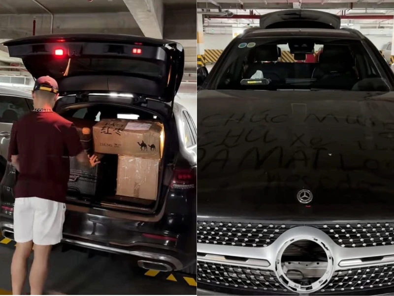 Xe Mercedes Quang Hải bị “chôm” mất logo, Chu Thanh Huyền than trời
