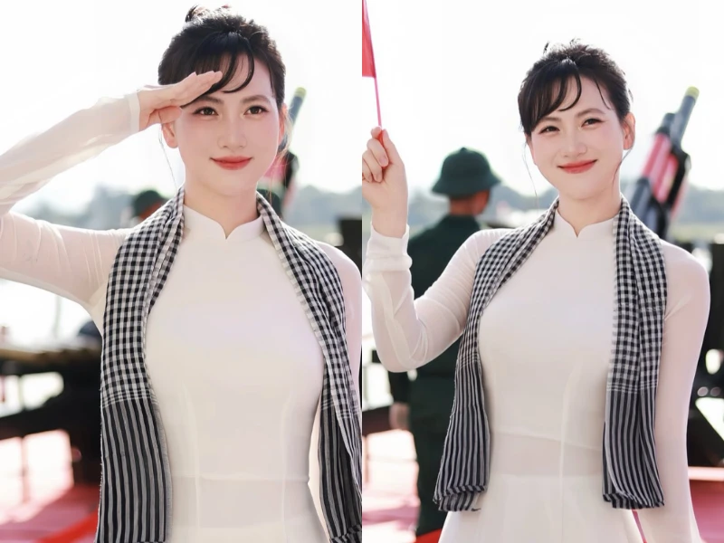 Phương Anh Đào đẹp không tỳ vết khi diện áo dài chào 30/4