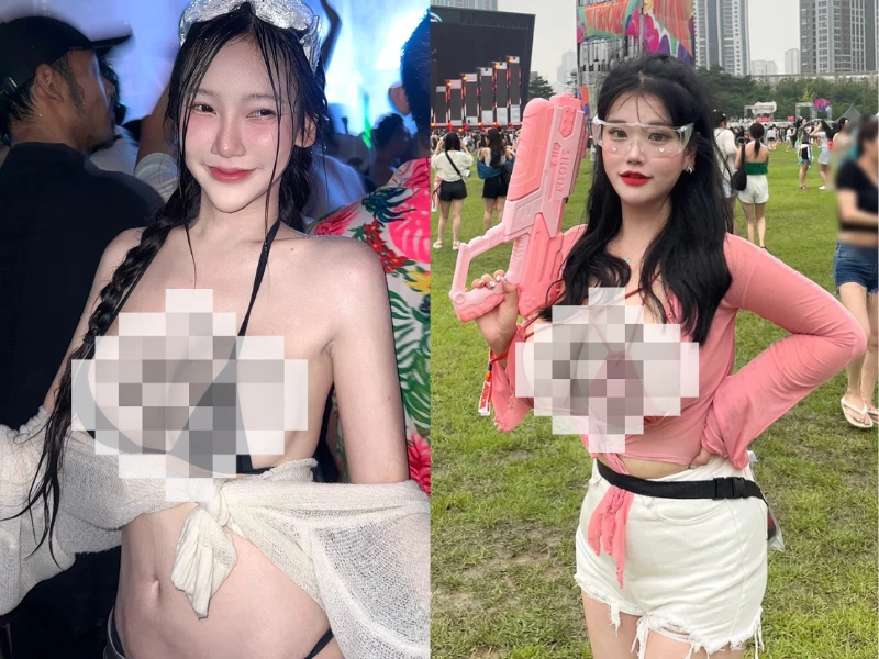 “Đỏ mặt” với trang phục của hội chị em trong lễ hội té nước