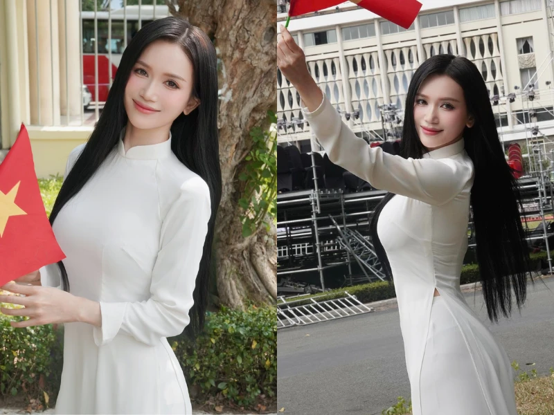 Sĩ Thanh diện áo dài trắng, khoe giao diện “con gái Việt Nam”