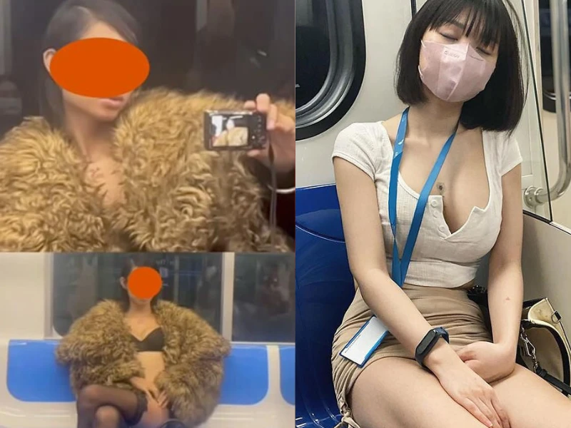 Tranh cãi loạt ảnh cô gái diện bikini check-in trên tàu điện metro