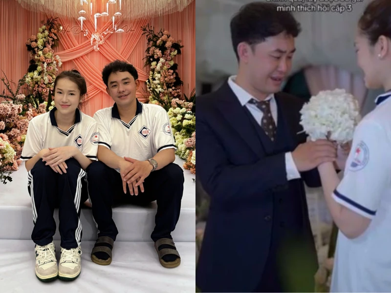 Đám cưới cô dâu mặc đồng phục học sinh gây sốt mạng xã hội