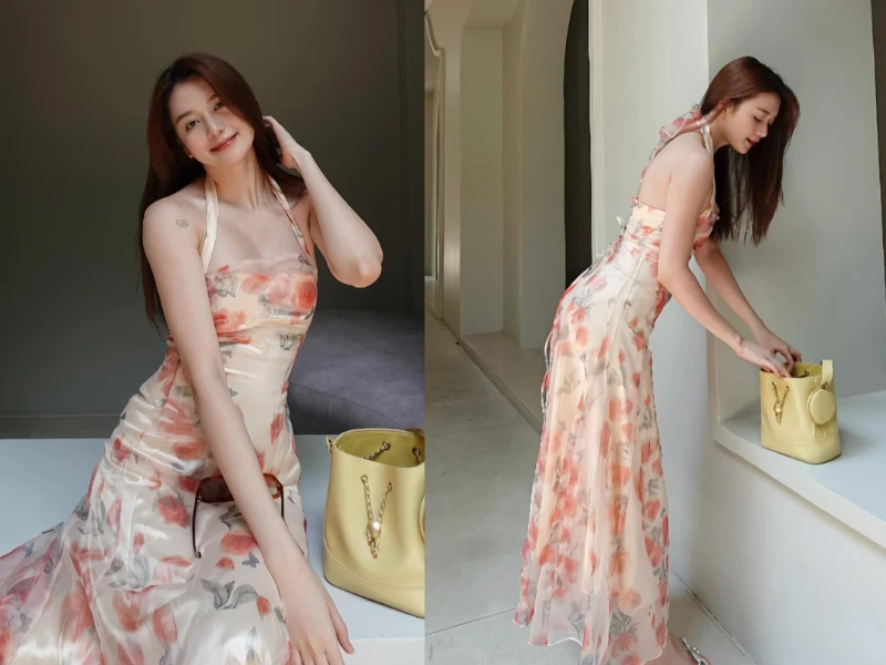 Chị gái Thiều Bảo Trâm khoe dáng đồng hồ cát trong váy ôm sát