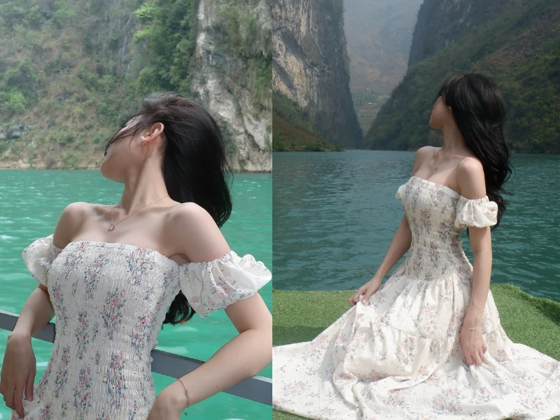 Danh tính gái xinh khoe dáng cực nuột bên sông Nho Quế