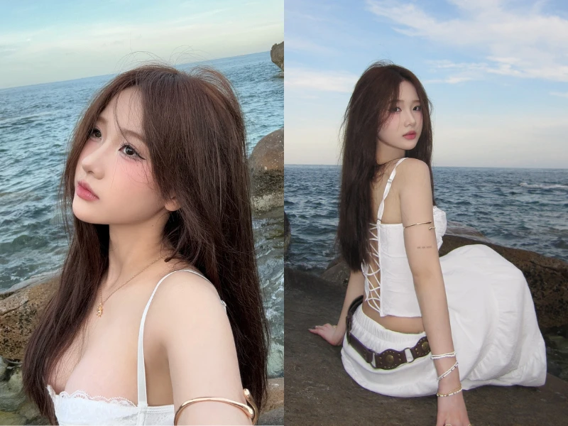 Tiktoker triệu fan Diệu Linh khoe nhan sắc nữ thần bên biển