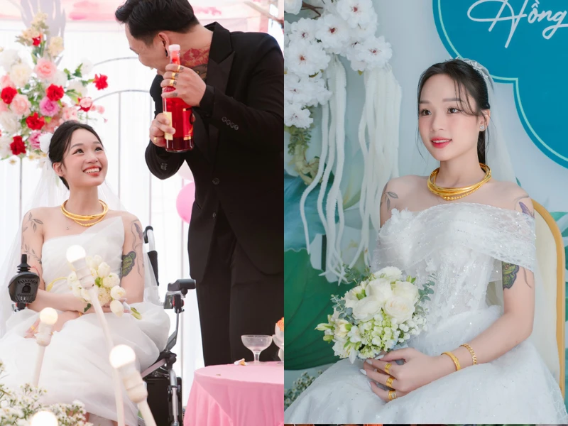 Chuyện tình cổ tích đời thực: cô dâu ngồi xe lăn vào lễ đường