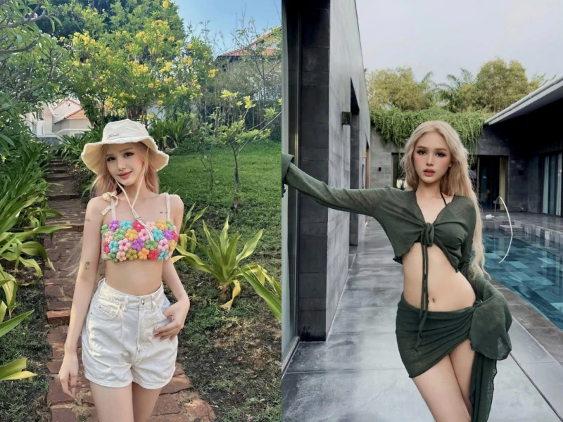 Xoài Non đi biển diện trang phục không bao giờ trùng lặp