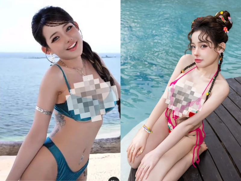 Ngân 98 chăm diện bikini “o ép” vòng 1 quá khổ