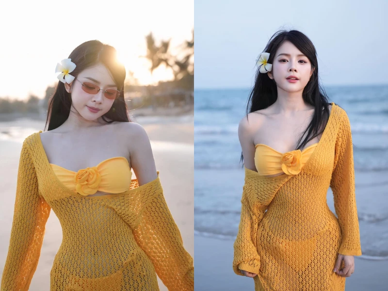 DJ Mie diện váy “lưới đánh cá” trễ nải khoe dáng gợi cảm