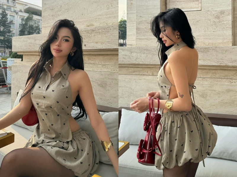 Lên đồ đi trà chiều, “hot girl lắc hông” khoe lưng trần gợi cảm