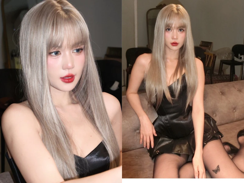 Ngọc Trinh với giao diện tóc bạch kim, son đỏ như búp bê Barbie