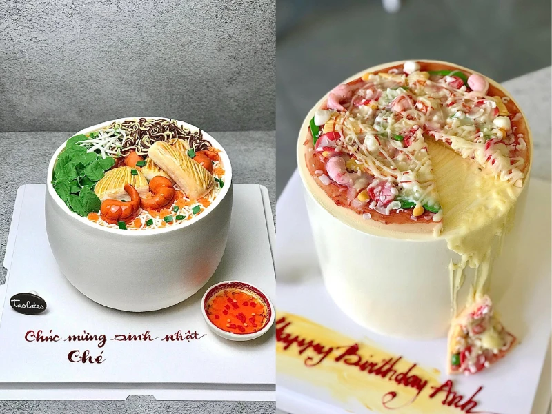 Chàng trai biến bún bò, pizza, cơm tấm thành bánh kem