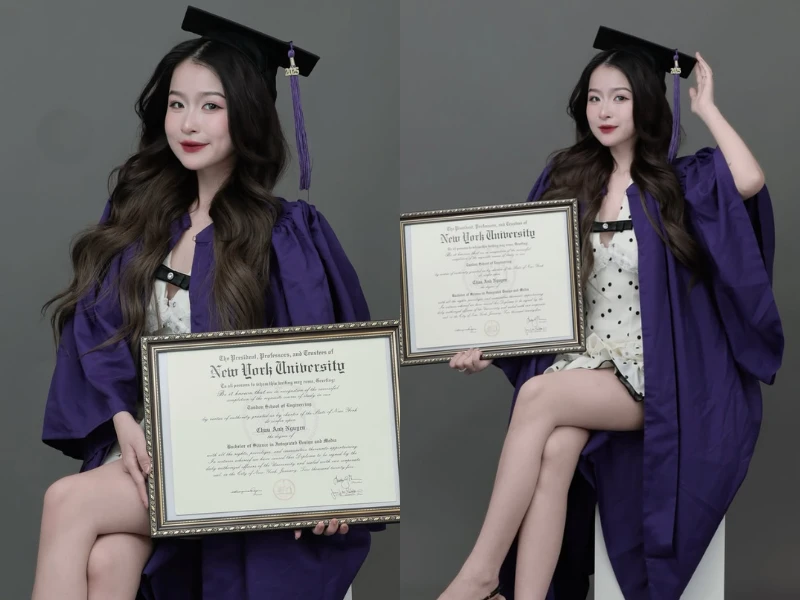 Tiktoker Chao đăng ảnh cầm bằng tốt nghiệp, diện trang phục gây tranh cãi