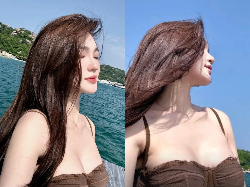 Hot girl xứ Nghệ diện áo hai dây khoe sắc bên bờ biển