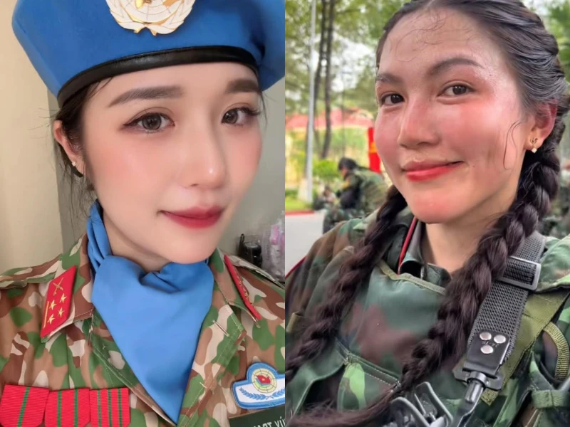 Ngắm các nữ quân nhân xinh đẹp luyện tập diễu binh, diễu hành