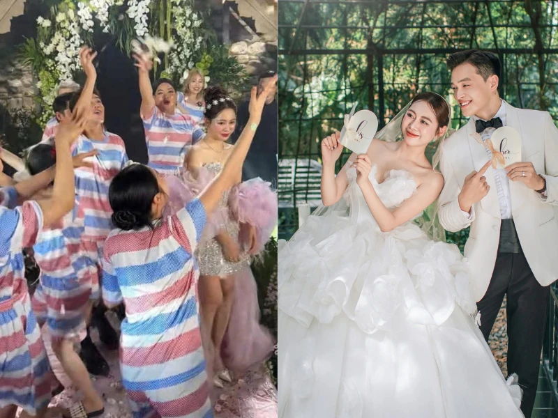 Hội bạn “phông bạt” xuất hiện làm náo loạn đám cưới Việt Phương Thoa