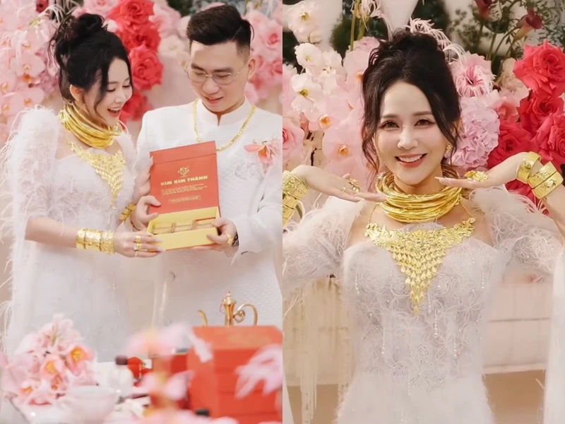Nữ thần “phim cấp 3” đeo vàng trĩu cổ ngày thành hôn