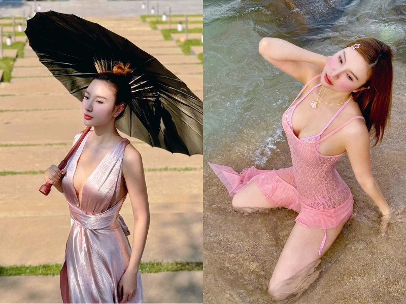 Hot girl đời đầu Hạnh Sino chăm diện váy xẻ sâu khoe dáng