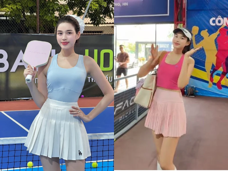 Hoa hậu Đỗ Hà khoe đôi chân dài miên man trên sân pickleball