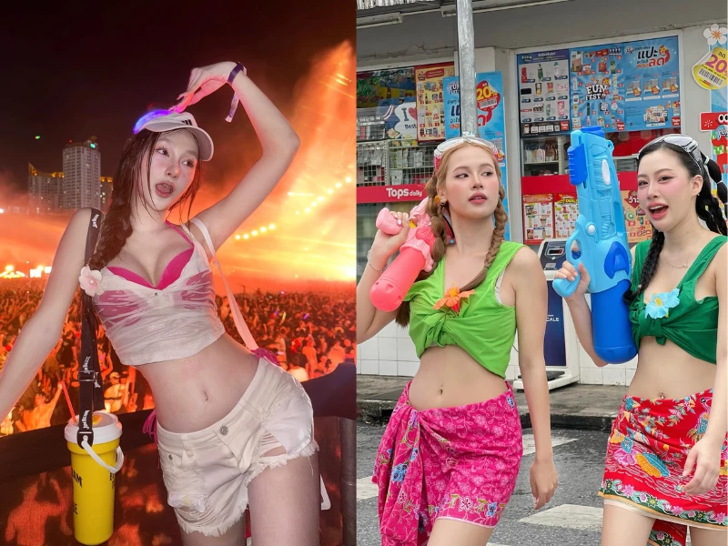 Outfit nóng bỏng của dàn hot girl đi lễ hội té nước Thái Lan