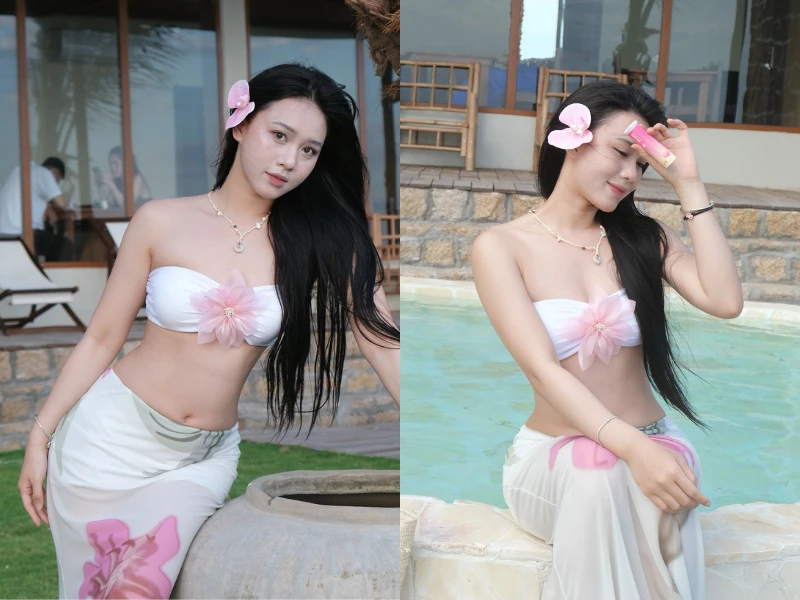 Bạn gái tiền đạo Nhâm Mạnh Dũng diện bikini khoe dáng cực nuột