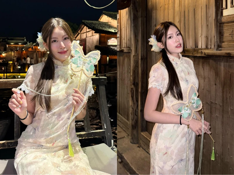 Bạn gái HIEUTHUHAI diện sườn xám, hóa mỹ nhân Hong Kong